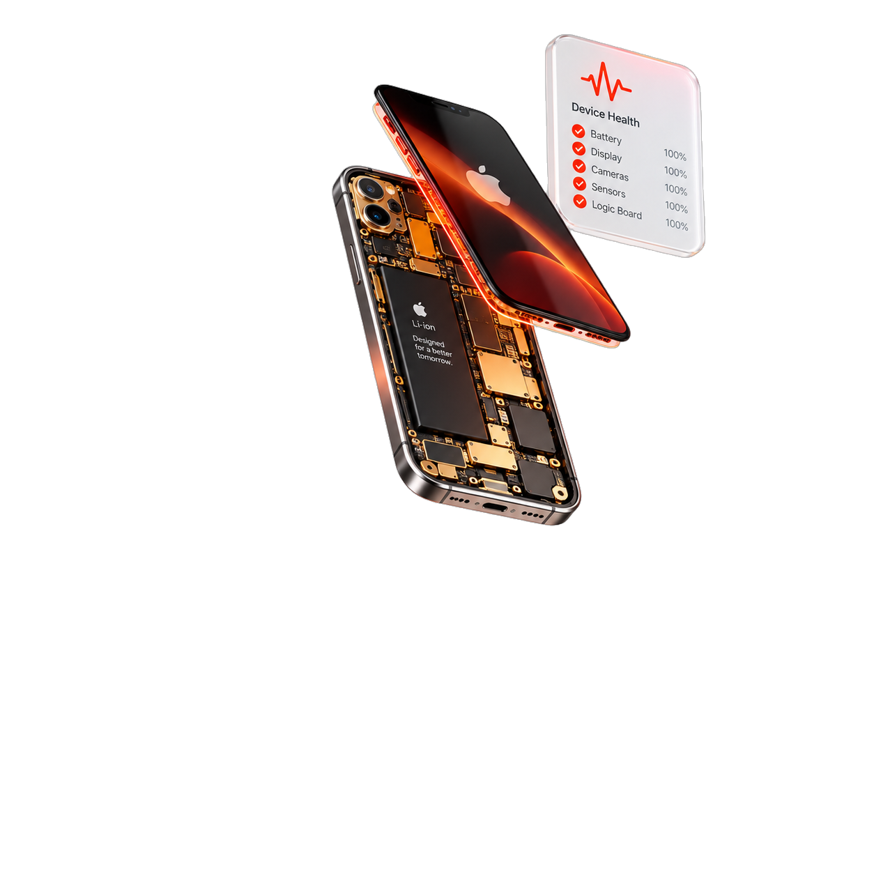 iPhone disassembled on workbench