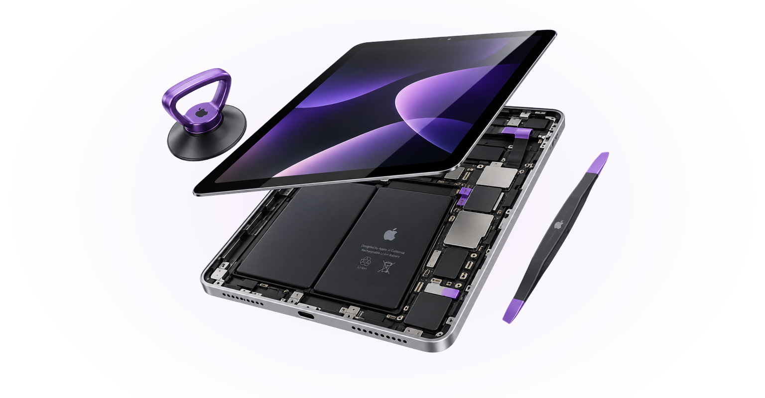 iPad opened with internal circuits visible